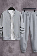2 Pcs Men's Fleece Plain Zipper Track Suit