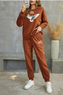 Women’s 2 Pcs Fleece Printed Tracksuit ✅